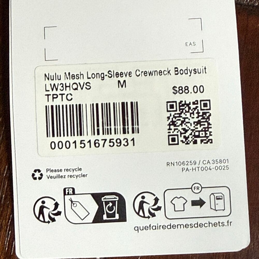 Lululemon Crew Neck Bodysuit Nulu Mesh Long Slv Thong Cut Size M W3HQVS NWT - Picture 5 of 13